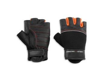 Harley-Davidson Horizon Mesh & Leather Fingerless Gloves Schwarz