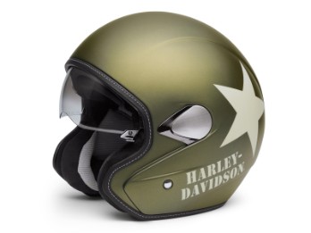 Helm, Military Retro 3/4, Harley-Davidson, Oliv