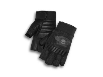 Harley-Davidson Fingerlose Handschuhe mit geflügeltem Totenkopf Schwarz