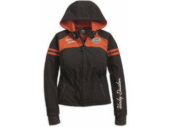 Softshell Jacke, Miss Enthusiast, Harley-Davidson, Schwarz/Orange Streifen