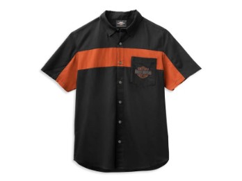 Harley-Davidson Copperblock Logo Shirt Schwarz/Orange