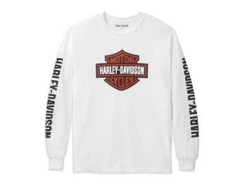 T-Shirt, Bar & Shield Long Sleeve Graphic Tee, Harley-Davidson, Weiß