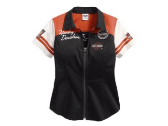 Bluse, Classic Colorblock, Harley-Davidson, Schwarz/Orange/Weiß