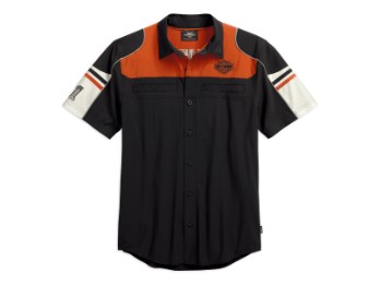 Hemd, Colorblock Performance, Harley-Davidson, Schwarz/Orange/Weiß
