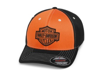 Harley-Davidson Colorblock Stretch Cap Orange/Schwarz 