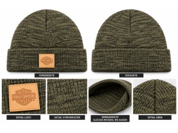 Harley-Davidson Herren Strickmütze – 97716-26VM – Olivgrün/Schwarz