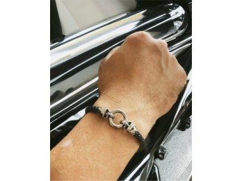 Rockyfy geflochtenes Lederarmbad Black Skull ALE2023001