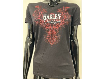 Harley-Davidson Damen T-Shirt V-Wing Schwarz