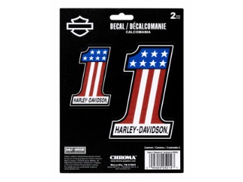 Harley-Davidson® 2-teiliger patriotischer Vinyl-Aufkleber mit dem Logo Nr. 1 - 6 x 8 Zoll. CG25214