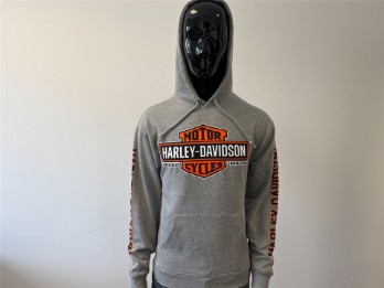 Hoodie, Elongated Bar & Shield, Harley-Davidson, Grau