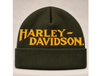 Harley-Davidson Strickmütze – Dunkles Olive / Senf Gelb | 97693-26VM
