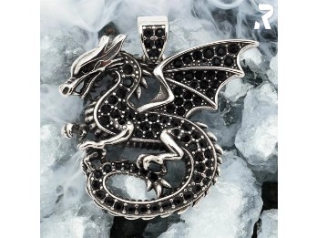 Rockyfy Edelstahl Drachen Anhänger "Black Dragon" by Rockyfy – Mystik & schwarze Kristalle ADF005