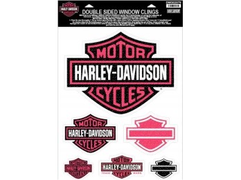 Fensteraufkleber, Bar & Shield Collection, Glitzerdruck, Harley-Davidson, Pink
