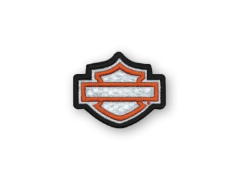 Harley-Davidson® Embroidered Reflective Blank B&S Emblem Patch Orange/Weiß/Schwarz