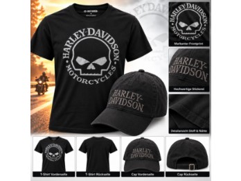 Harley-Davidson Herren T-Shirt & Cap Set – Willie G. Skull | 96496-26VM