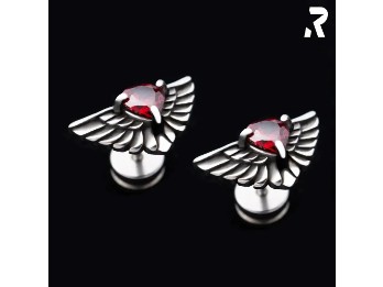 Rockyfy Ohrstecker "Heart Wing Red" by Rockyfy (mit Drehverschluss) OSTCE003