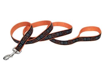 Hundeleine, Designer Ribbon Premium, Harley-Davidson, Schwarz/Orange