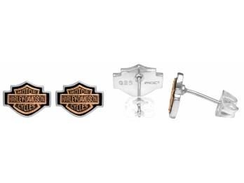 Ohrstecker, Cameo, Bar & Shield, Harley-Davidson, Kupfer