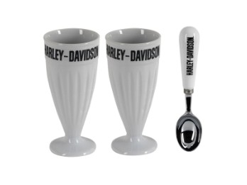 Harley-Davidson Ice Cream Set Eisbecher Set mit Löffel 3-teilig HDL-18648