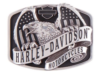Harley-Davidson Gürtelschnalle Eagle Wing Over USA Silber