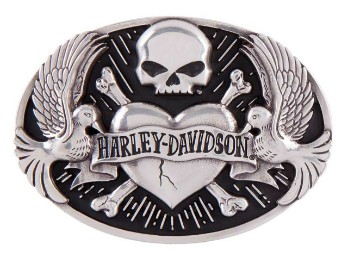 Gürtelschnalle, Sculpted Tattoo, Harley-Davidson, Silber