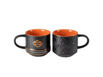 Harley-Davidson Tassen Set Offenes B&S Kaffeebecher-Set mit Prägung