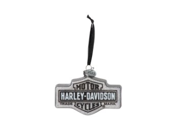 Harley-Davidson Anhänger Blown Glass Trademark Logo Ornament Silber