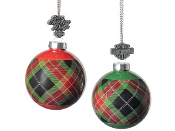 Harley-Davidson Holiday Plaid Ball Ornament Set Weihnachtskugeln