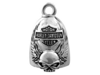 Ride Bell, Winged Skull Bar & Shield, Harley-Davidson, Silber