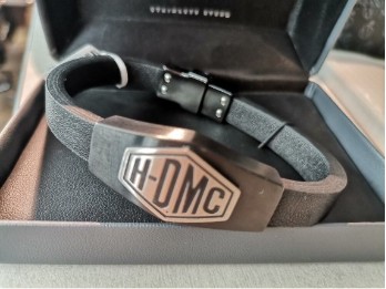 H-DMC Black & Silver Matte Leather Bracelet