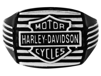 Ring, Black Edge Square, Harley-Davidson, Schwarz/Silber