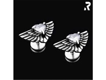 Rockyfy Heart Wings White Ohrstecker mit Drehverschluss OSTCE002 