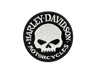 Harley-Davidson Patch zum Aufnähen, Schwarz/Weiß, Willie G. Skull 179683 682608011574