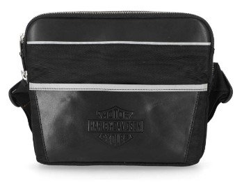 Men's Classic Codura Genuine Leather / Canvas Belt Bag Schwarz