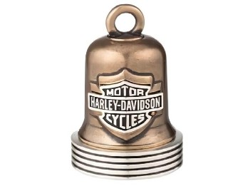 Harley-Davidson Zweifarbige Bar & Shield-Glocke mit Streifenrand und Schleife, Gold 34M00090