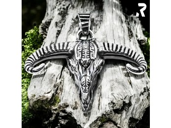 Rockyfy Edelstahl Stierkopf Anhänger "Wild Ram" by Rockyfy – Massiver Bullen-Skull im Western Style A2023009