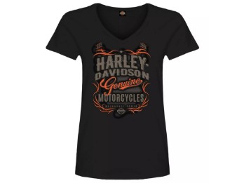 Harley-Davidson Dealer Shirts mit Backprint Lübeck Holstentor Damen T-Shirt Genuine Label Schwarz 3001744