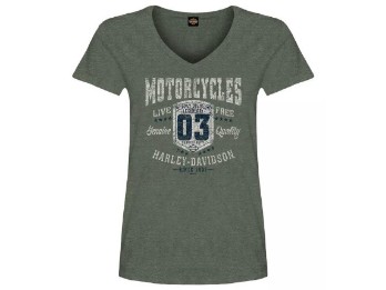  Harley-Davidson Dealer Shirts mit Backprint Lübeck Holstentor Damen T-Shirt Athletic Grunge Grün 3001741