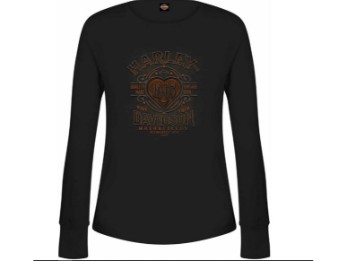 Harley-Davidson Damen Longsleeve Vintage Heart Schwarz Dealershirt Lübeck Holstentor 3001754-BLCK
