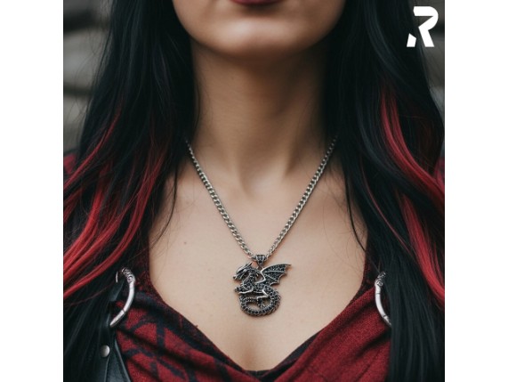Drache Anhaenger Kettenanhaenger dragon silber edelstahl mit schwarzen schmucksteinen drachenschmuck rockyfy 15_1920x1920