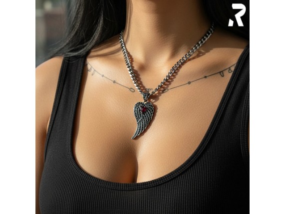Fluegel Anhaenger Engel Herz Kettenanhaenger mit schwarzen und roten Schmucksteinen Engelschmuck Rockyfy 13_1920x1920