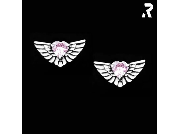 Fluegel Ohrstecker pinker Herz Ohrstecker mit Drehverschluss Engelsfluegel Ohrschmuck Bikerschmuck Rockyfy 02_800x800