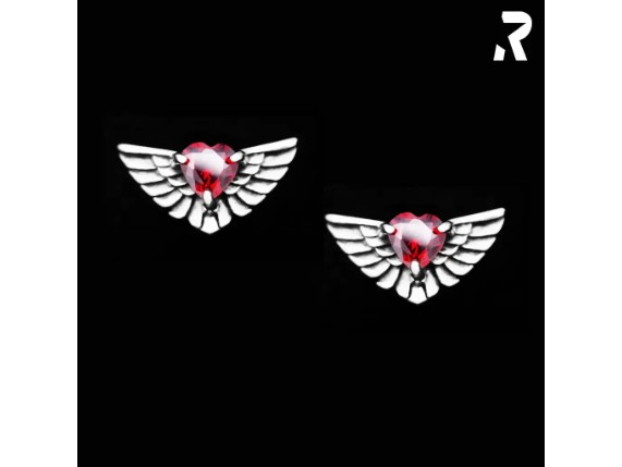 Fluegel Ohrstecker rotes Herz Ohrstecker mit Drehverschluss Engelsflgel Ohrschmuck Bikerschmuck Rockyfy 01_1920x1920