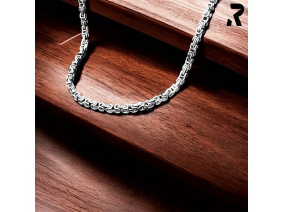 Koenigskette 4mm breit Halskette Edelstahl Silber Kette mit Anhaenger Rockyfy Bikerschmuck Rockerschmuck 02