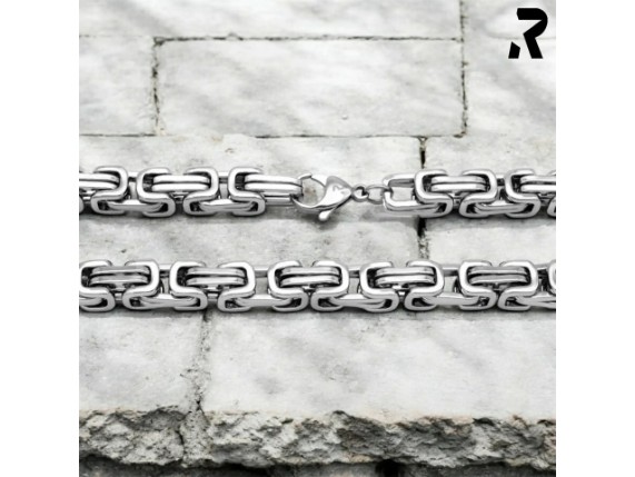Koenigskette 8mm breit Halskette Edelstahl Silber Kette mit Anhaenger Rockyfy Bikerschmuck Rockerschmuck 01