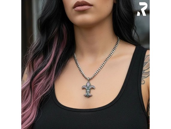 Lilien Kettenanhnger Fleur de Lis Anhnger Elegante Schmucksteine schwarz und pink Rockyfy Lilienschmuck 08_800x800