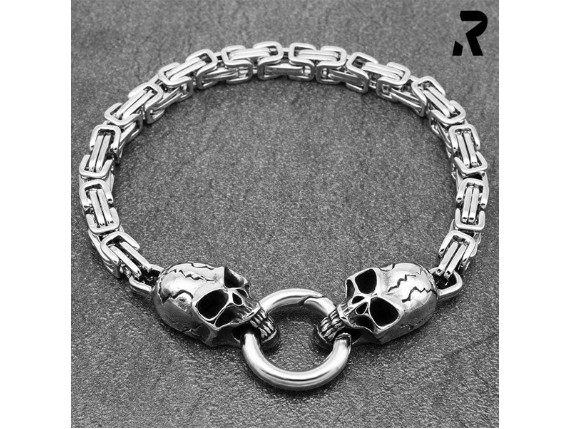 Totenkopf-Armband-Edesltahl-Damen-Herren-Karabinerring-Verschluss-rostfrei-nickelfrei-Totenkopfarmband-skull-armband-Bikerarmband-Motorradarmband-Rockerarmband-Rockyfy-01AE2019008