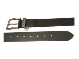 Herren Ledergürtel – Schwarz mit geprägtem Bar & Shield Logo
