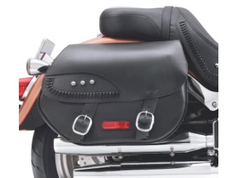 H-D® DETACHABLES™ LEDERSATTELTASCHEN – GEFLOCHTENE LEDERRIEMEN IM FAT BOY® STIL