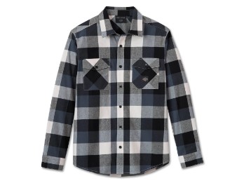 Hemd Flannel Shirt Essence Plaid für Herren Schwarz Blau 
